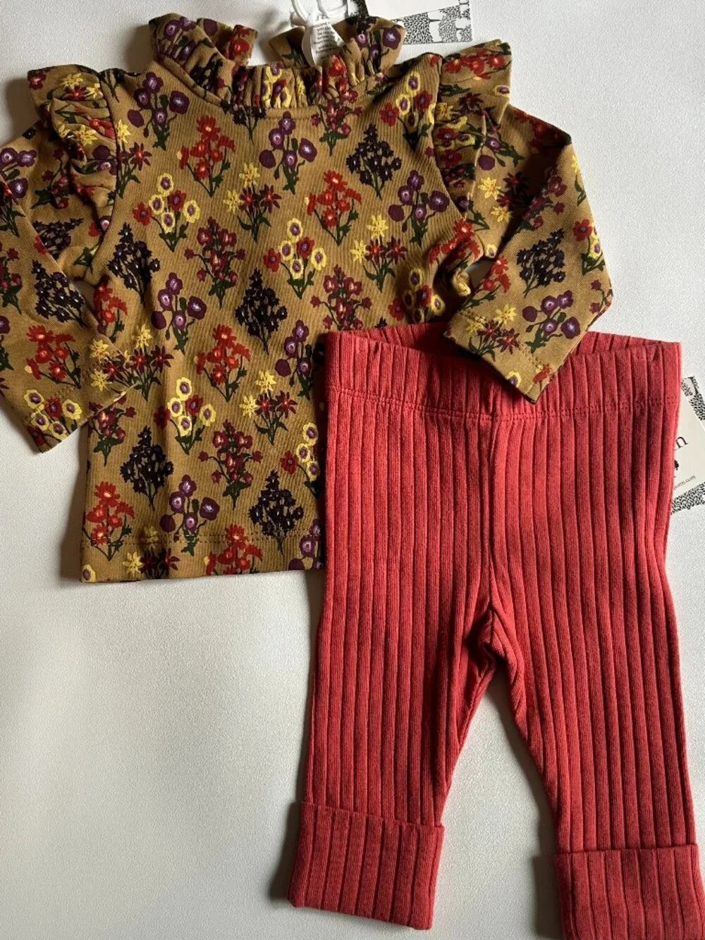 NWT Kate Quinn 3-6M Apple Cinnamon Floral Harvest 2PC Outfit Fall